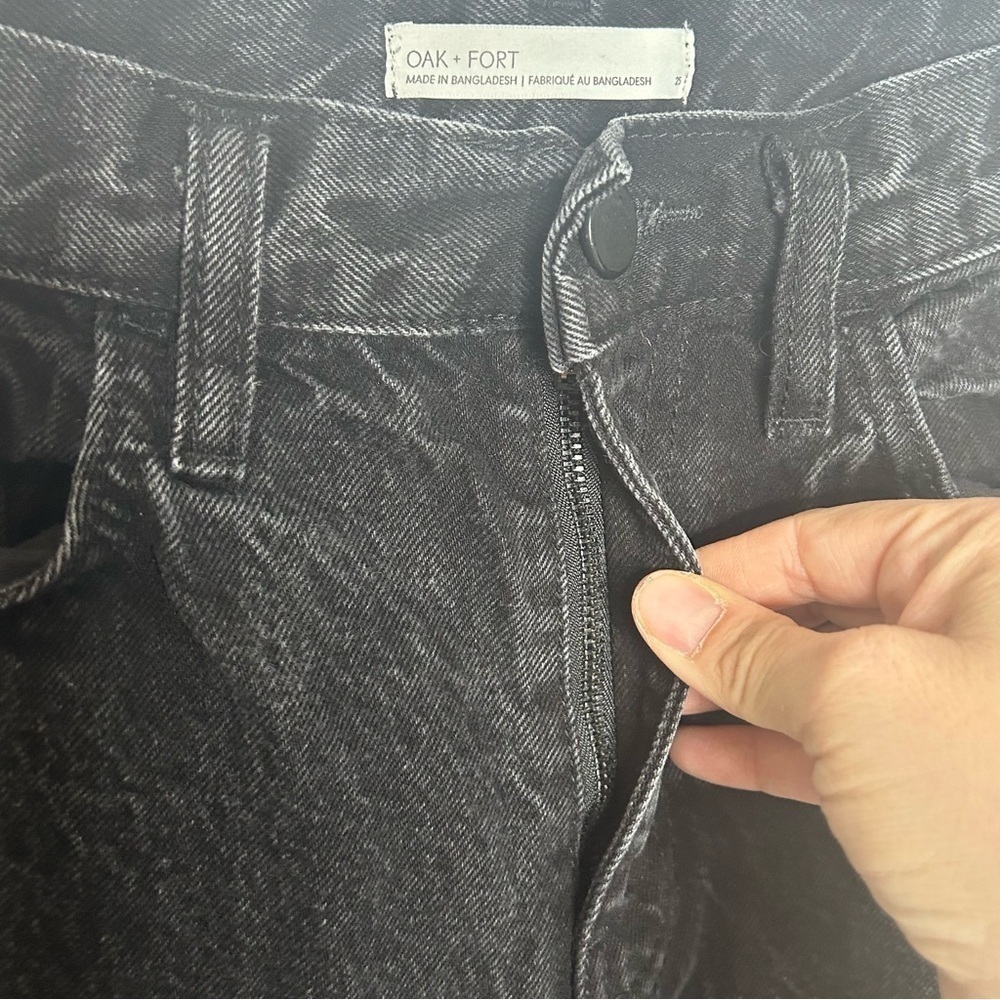 OAK + FORT High Rise Black Wash Straight Leg Jeans - Picture 9 of 15